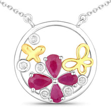 Load image into Gallery viewer, 1.47 Carat Genuine Ruby and White Topaz .925 Sterling Silver Pendant
