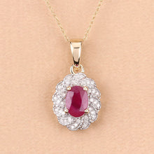 Load image into Gallery viewer, 0.95 Carat Genuine Ruby and White Diamond 10K Yellow Gold Pendant
