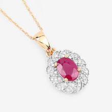Load image into Gallery viewer, 0.95 Carat Genuine Ruby and White Diamond 10K Yellow Gold Pendant
