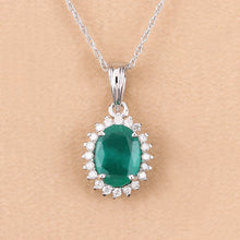 Load image into Gallery viewer, 1.36 Carat Genuine Zambian Emerald and White Diamond 10K White Gold Pendant
