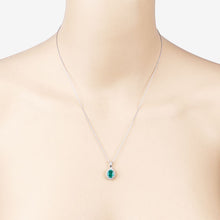 Load image into Gallery viewer, 1.36 Carat Genuine Zambian Emerald and White Diamond 10K White Gold Pendant
