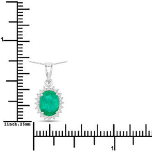 Load image into Gallery viewer, 1.36 Carat Genuine Zambian Emerald and White Diamond 10K White Gold Pendant
