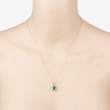 Load image into Gallery viewer, 1.36 Carat Genuine Zambian Emerald and White Diamond 10K Yellow Gold Pendant
