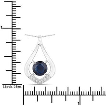 Load image into Gallery viewer, 1.24 Carat Genuine Blue Sapphire and White Diamond 10K White Gold Pendant
