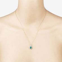 Load image into Gallery viewer, 0.79 Carat Genuine Zambian Emerald and White Diamond 10K Yellow Gold Pendant
