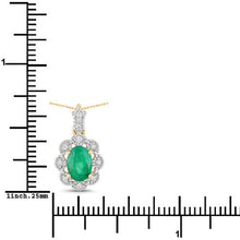 Load image into Gallery viewer, 0.79 Carat Genuine Zambian Emerald and White Diamond 10K Yellow Gold Pendant
