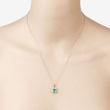 Load image into Gallery viewer, 0.83 Carat Genuine Zambian Emerald and White Diamond 10K Yellow Gold Pendant
