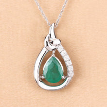 Load image into Gallery viewer, 1.18 Carat Genuine Zambian Emerald and White Diamond 10K White Gold Pendant
