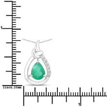 Load image into Gallery viewer, 1.18 Carat Genuine Zambian Emerald and White Diamond 10K White Gold Pendant
