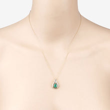 Load image into Gallery viewer, 1.18 Carat Genuine Zambian Emerald and White Diamond 10K Yellow Gold Pendant
