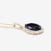Load image into Gallery viewer, 2.27 Carat Genuine Blue Sapphire and White Diamond 10K Yellow Gold Pendant
