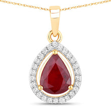 Load image into Gallery viewer, 1.61 Carat Genuine Ruby and White Diamond 14K Yellow Gold Pendant
