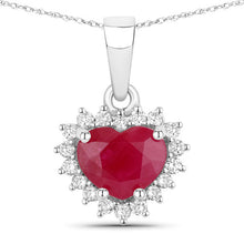 Load image into Gallery viewer, 1.48 Carat Genuine Ruby and White Diamond 14K White Gold Pendant
