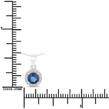 Load image into Gallery viewer, 0.72 Carat Genuine Blue Sapphire and White Diamond 14K White Gold Pendant
