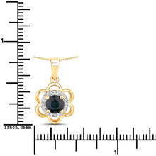 Load image into Gallery viewer, 0.94 Carat Genuine Blue Sapphire and White Diamond 14K Yellow Gold Pendant
