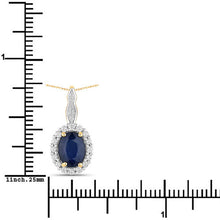 Load image into Gallery viewer, 1.79 Carat Genuine Blue Sapphire and White Diamond 14K Yellow Gold Pendant
