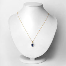 Load image into Gallery viewer, 1.72 Carat Genuine Blue Sapphire and White Diamond 14K Yellow Gold Pendant
