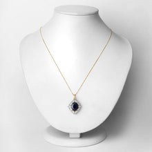 Load image into Gallery viewer, 6.44 Carat Genuine Blue Sapphire and White Diamond 14K Yellow Gold Pendant
