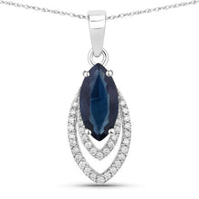 Load image into Gallery viewer, 1.42 Carat Genuine Blue Sapphire and White Diamond 14K White Gold Pendant
