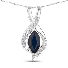 Load image into Gallery viewer, 2.27 Carat Genuine Blue Sapphire and White Diamond 14K White Gold Pendant
