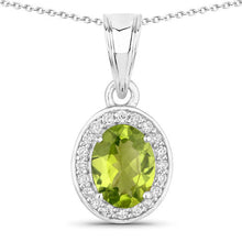 Load image into Gallery viewer, 1.90 Carat Genuine Peridot and Lab Grown Diamond .925 Sterling Silver Pendant
