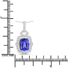 Load image into Gallery viewer, 2.46 Carat Genuine Tanzanite and White Diamond 14K White Gold Pendant
