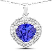 Load image into Gallery viewer, 4.17 Carat Genuine Tanzanite and White Diamond 14K White Gold Pendant
