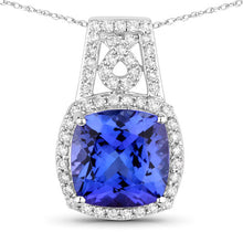 Load image into Gallery viewer, 4.30 Carat Genuine Tanzanite and White Diamond 14K White Gold Pendant
