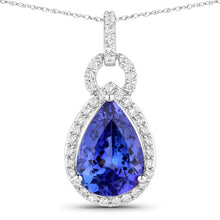 Load image into Gallery viewer, 3.49 Carat Genuine Tanzanite and White Diamond 14K White Gold Pendant
