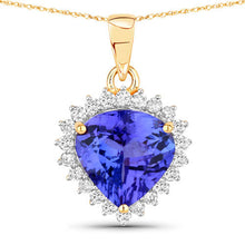 Load image into Gallery viewer, 2.66 Carat Genuine Tanzanite and White Diamond 14K Yellow Gold Pendant
