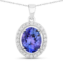 Load image into Gallery viewer, 3.21 Carat Genuine Tanzanite and White Diamond 14K White Gold Pendant
