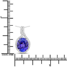 Load image into Gallery viewer, 3.21 Carat Genuine Tanzanite and White Diamond 14K White Gold Pendant
