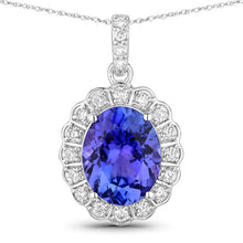 Load image into Gallery viewer, 2.93 Carat Genuine Tanzanite and White Diamond 14K White Gold Pendant
