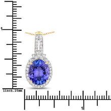 Load image into Gallery viewer, 3.74 Carat Genuine Tanzanite and White Diamond 14K Yellow Gold Pendant
