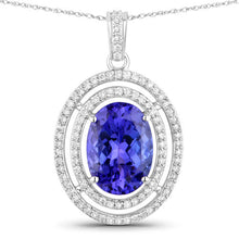 Load image into Gallery viewer, 4.90 Carat Genuine Tanzanite and White Diamond 14K White Gold Pendant
