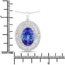 Load image into Gallery viewer, 5.91 Carat Genuine Tanzanite and White Diamond 14K White Gold Pendant
