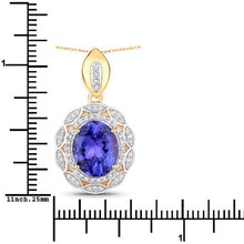 Load image into Gallery viewer, 4.13 Carat Genuine Tanzanite and White Diamond 14K Yellow Gold Pendant
