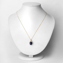 Load image into Gallery viewer, 4.63 Carat Genuine Blue Sapphire and White Diamond 14K Yellow Gold Pendant
