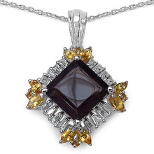 Load image into Gallery viewer, 6.27 Carat Genuine Smoky Quartz, Citrine &amp; White Topaz .925 Sterling Silver Pendant

