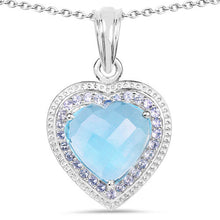 Load image into Gallery viewer, 7.36 Carat Genuine Blue Topaz and Tanzanite .925 Sterling Silver Pendant
