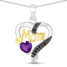 Load image into Gallery viewer, 0.48 Carat Genuine Amethyst and Black Spinel .925 Sterling Silver Pendant
