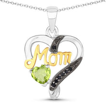 Load image into Gallery viewer, 0.49 Carat Genuine Peridot and Black Spinel .925 Sterling Silver Pendant
