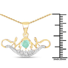 Load image into Gallery viewer, 14K Yellow Gold Plated 0.62 Carat Genuine Emerald and White Topaz .925 Sterling Silver Pendant
