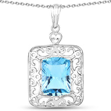 Load image into Gallery viewer, 10.63 Carat Genuine Swiss Blue Topaz .925 Sterling Silver Pendant
