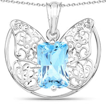 Load image into Gallery viewer, 11.10 Carat Genuine Swiss Blue Topaz .925 Sterling Silver Pendant
