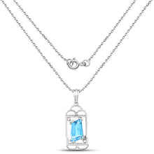 Load image into Gallery viewer, 4.57 Carat Genuine Swiss Blue Topaz &amp; White Topaz .925 Sterling Silver Pendant
