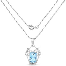Load image into Gallery viewer, 5.76 Carat Genuine Swiss Blue Topaz &amp; White Topaz .925 Sterling Silver Pendant
