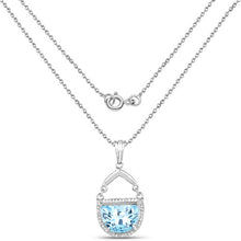 Load image into Gallery viewer, 4.08 Carat Genuine Swiss Blue Topaz &amp; White Topaz .925 Sterling Silver Pendant
