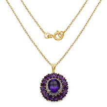 Load image into Gallery viewer, 14K Yellow Gold Plated 8.55 Carat Genuine Amethyst &amp; White Topaz .925 Sterling Silver Pendant
