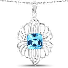 Load image into Gallery viewer, 8.18 Carat Genuine Swiss Blue Topaz .925 Sterling Silver Pendant
